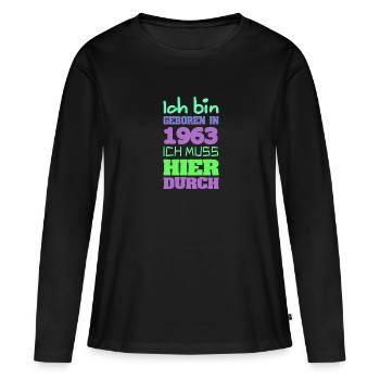 1963 - Frauen Premium Bio Langarmshirt - Schwarz - Vorne - Julia (174cm)