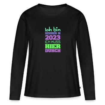 Né en 2023 - T-shirt manches longues Premium bio Femme - noir - Devant - Julia (174cm)