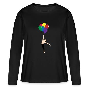 Balloon - T-shirt manches longues Premium bio Femme - noir - Devant - Julia (174cm)