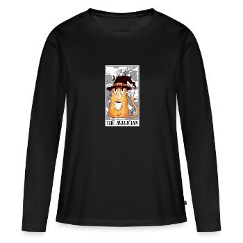 Le Tarot Magicien Carte de Tarot Chat Drôle de Tarot Tarot - T-shirt manches longues Premium bio Femme - noir - Devant - Julia (174cm)