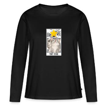 La carte de tarot Star Funny Cat Tarot Card Un Tarot - T-shirt manches longues Premium bio Femme - noir - Devant - Julia (174cm)