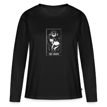 La carte de tarot de la lune drôle de chat carte de tarot un tarot - T-shirt manches longues Premium bio Femme - noir - Devant - Julia (174cm)