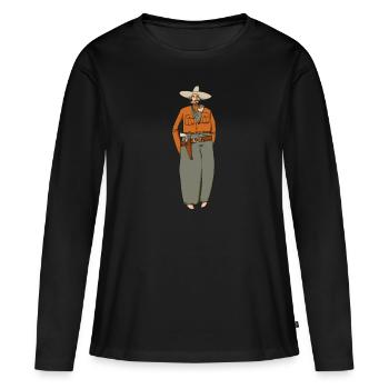 Cowboy - T-shirt manches longues Premium bio Femme - noir - Devant - Julia (174cm)