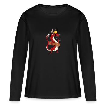 Chinese dragon at work - Women's Premium Organic Long Sleeve Shirt - black - Front - Julia (174cm)