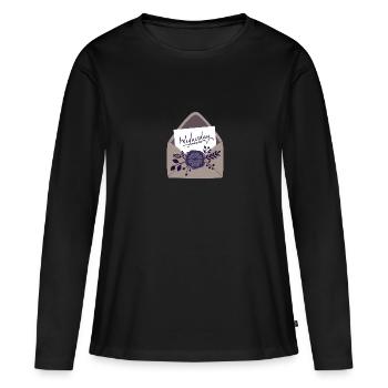 Lettre avec cachet de cire et fleurs - T-shirt manches longues Premium bio Femme - noir - Devant - Julia (174cm)