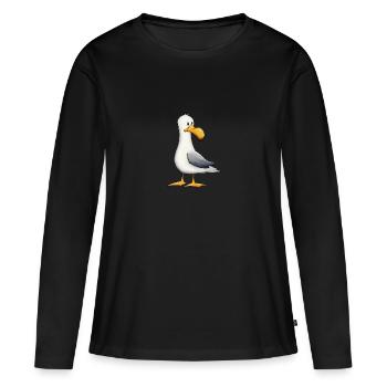 Drôle de mouette de la mer du Nord mer Baltique océan-oiseau - T-shirt manches longues Premium bio Femme - noir - Devant - Julia (174cm)