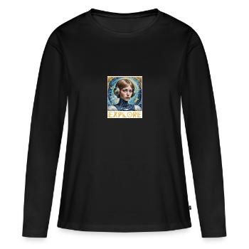 Erforschen und erobern - Frauen Premium Bio Langarmshirt - Schwarz - Vorne - Julia (174cm)