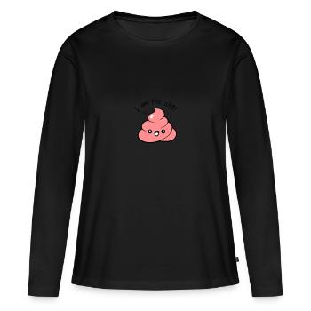 Zitat Zitat Ich bin die Scheiße - Frauen Premium Bio Langarmshirt - Schwarz - Vorne - Julia (174cm)