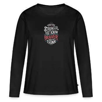 Tu es plus fort que tu ne le penses - T-shirt manches longues Premium bio Femme - noir - Devant - Julia (174cm)