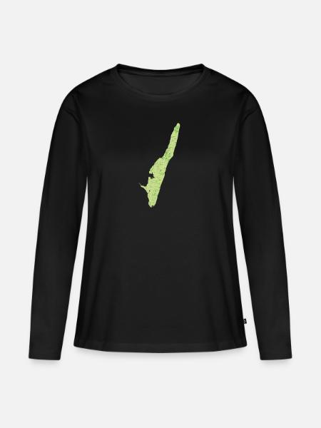 Langeland landkort - Premium økologisk langærmet T-shirt til kvinder - sort