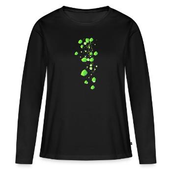Edelsteine,grün,Perlen,Sterne, Steine, - Frauen Premium Bio Langarmshirt - Schwarz - Vorne - Julia (174cm)