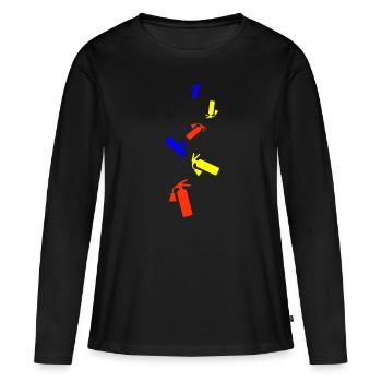 Symbole d’extincteur - T-shirt manches longues Premium bio Femme - noir - Devant - Julia (174cm)
