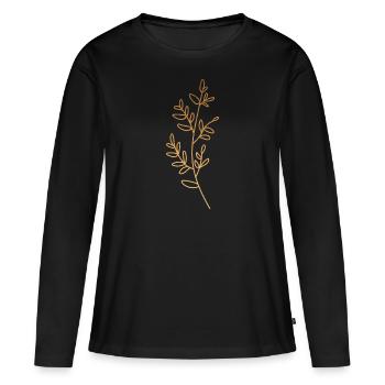 Gold Foliage Flora Line Art - T-shirt manches longues Premium bio Femme - noir - Devant - Julia (174cm)