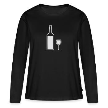 Wein - Frauen Premium Bio Langarmshirt - Schwarz - Vorne - Julia (174cm)