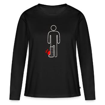 Jambe cassée - T-shirt manches longues Premium bio Femme - noir - Devant - Julia (174cm)