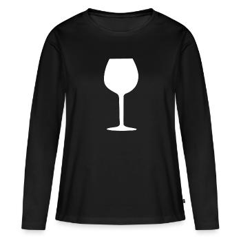 Weinglas, Wein - Frauen Premium Bio Langarmshirt - Schwarz - Vorne - Julia (174cm)