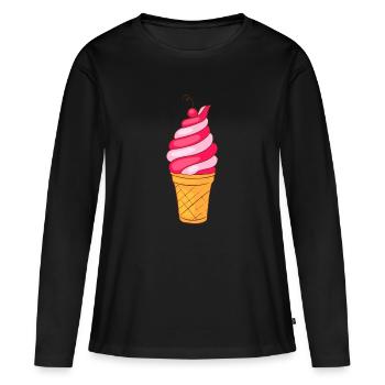 Crème glacée, crème glacée, crème glacée, crème glacée, boule, crème glacée, sundae - T-shirt manches longues Premium bio Femme - noir - Devant - Julia (174cm)