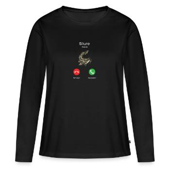 appel de silure - T-shirt manches longues Premium bio Femme - noir - Devant - Julia (174cm)