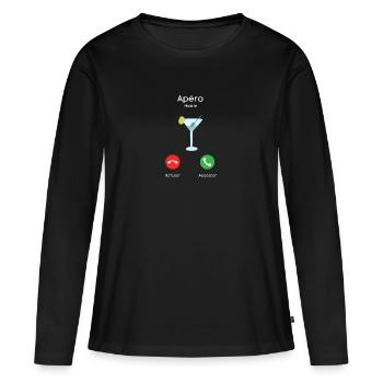 appel de l'apéro - T-shirt manches longues Premium bio Femme - noir - Devant - Julia (174cm)