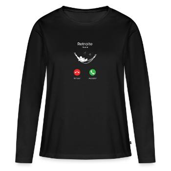 appel de la retraite - T-shirt manches longues Premium bio Femme - noir - Devant - Julia (174cm)