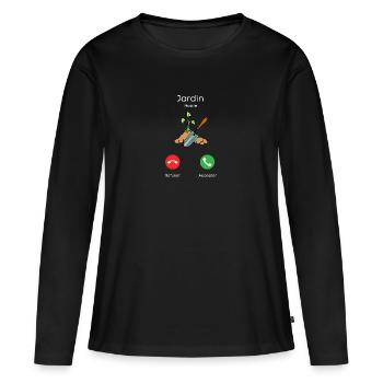 appel du jardin - T-shirt manches longues Premium bio Femme - noir - Devant - Julia (174cm)