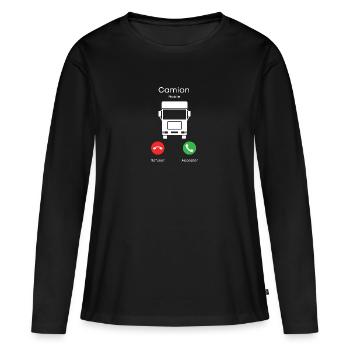 appel du camion - T-shirt manches longues Premium bio Femme - noir - Devant - Julia (174cm)
