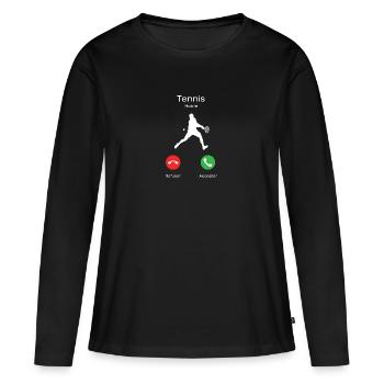 appel du tennis - T-shirt manches longues Premium bio Femme - noir - Devant - Julia (174cm)