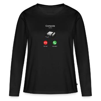 appel de la console - T-shirt manches longues Premium bio Femme - noir - Devant - Julia (174cm)