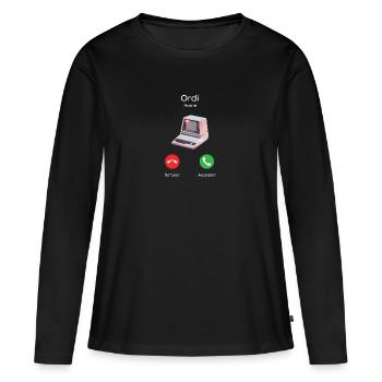 appel de l'ordi - T-shirt manches longues Premium bio Femme - noir - Devant - Julia (174cm)