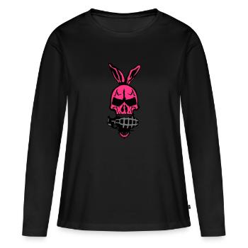 tod kaninchenohr kopf schaedel granate 1 - Frauen Premium Bio Langarmshirt - Schwarz - Vorne - Julia (174cm)