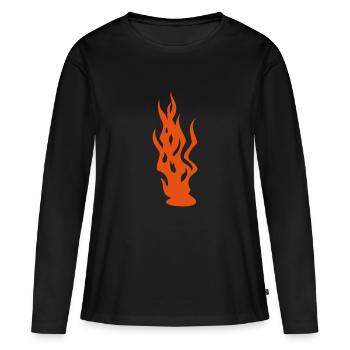 flammes / flames (1c) - T-shirt manches longues Premium bio Femme - noir - Devant - Julia (174cm)