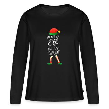 Je ne suis pas un elfe Je suis juste court - Slogan de Noël - T-shirt manches longues Premium bio Femme - noir - Devant - Julia (174cm)