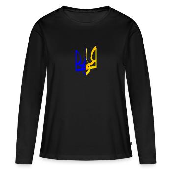 Armoiries de l’Ukraine Trident Gyrfalcon Trident Volume V2 - T-shirt manches longues Premium bio Femme - noir - Devant - Julia (174cm)