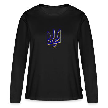 Armoiries de l’Ukraine Trident Gerfalcon Trident Volume V1 - T-shirt manches longues Premium bio Femme - noir - Devant - Julia (174cm)