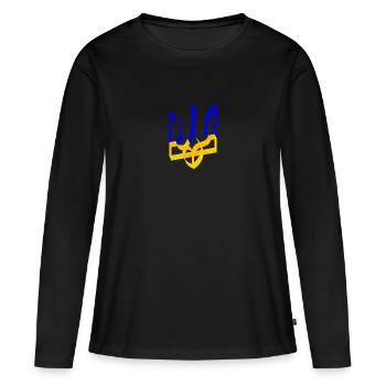 Armoiries de l’Ukraine Trident Gyrfalcon Trident Volume V3 - T-shirt manches longues Premium bio Femme - noir - Devant - Julia (174cm)
