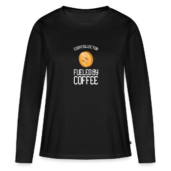 Les collectionneurs de pièces collectent des pièces - T-shirt manches longues Premium bio Femme - noir - Devant - Julia (174cm)