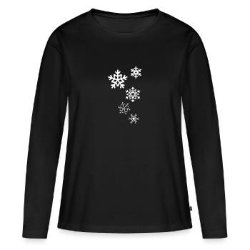 Cristaux de glace neige hiver flocons de neige - T-shirt manches longues Premium bio Femme - noir - Devant - Julia (174cm)