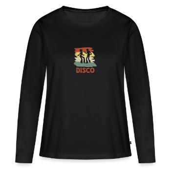 disco - T-shirt manches longues Premium bio Femme - noir - Devant - Julia (174cm)