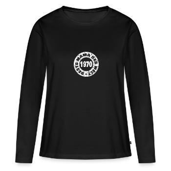 1970 1970 - Frauen Premium Bio Langarmshirt - Schwarz - Vorne - Julia (174cm)
