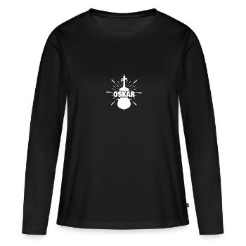 Prénom Oskar - T-shirt manches longues Premium bio Femme - noir - Devant - Julia (174cm)