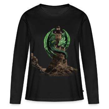 Drachen Leuchtturm von Custom - Frauen Premium Bio Langarmshirt - Schwarz - Vorne - Julia (174cm)