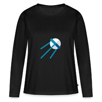 Satellite dans l’espace – Icône bleue de l’espace - T-shirt manches longues Premium bio Femme - noir - Devant - Julia (174cm)