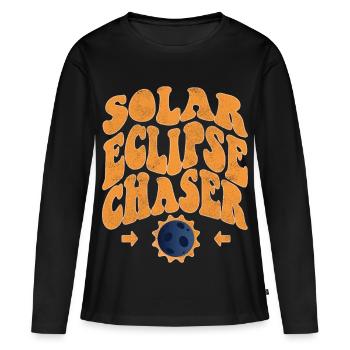 Chasseur d’éclipses solaires - T-shirt manches longues Premium bio Femme - noir - Devant - Julia (174cm)