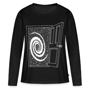 Porte ouverte sur l'univers - T-shirt manches longues Premium bio Femme - noir - Devant - Julia (174cm)
