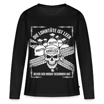 Die Lohntüte Ist Leer Bevor Der Monat Begonnen hat - Frauen Premium Bio Langarmshirt - Schwarz - Vorne - Julia (174cm)