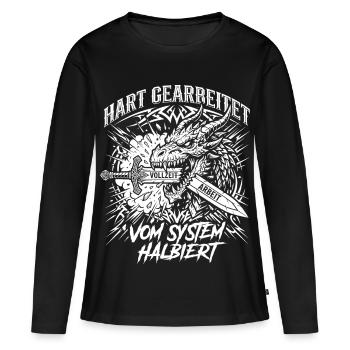 Hart Gearbeitet Vom System Halbiert - Frauen Premium Bio Langarmshirt - Schwarz - Vorne - Julia (174cm)