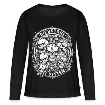 Wirtschafts Rebellen 2026, Diebstahl Mit System - Frauen Premium Bio Langarmshirt - Schwarz - Vorne - Julia (174cm)