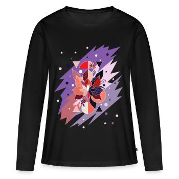 Bouquet abstrait en violet - T-shirt manches longues Premium bio Femme - noir - Devant - Julia (174cm)