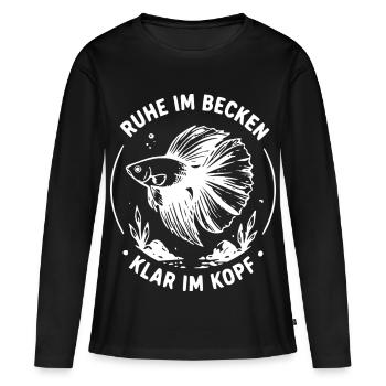Ruhe im Becken, Klar im Kopf - Frauen Premium Bio Langarmshirt - Schwarz - Vorne - Julia (174cm)