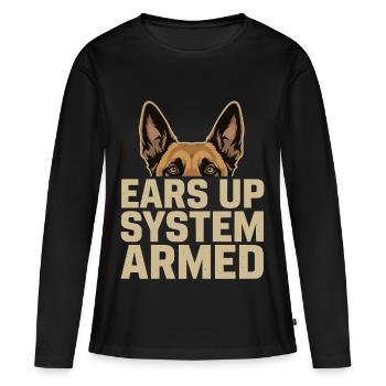Ears Up System Armed Belgian Malinois - Women's Premium Organic Long Sleeve Shirt - black - Front - Julia (174cm)